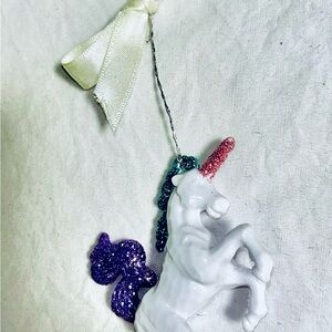 Sparkling Unicorn Keychain - White, Purple, Green, Pink, Gold with white bow 💝